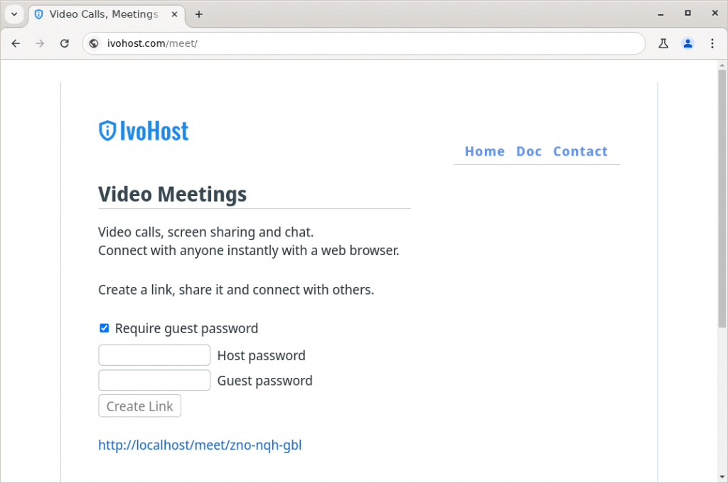 Video calls - create link