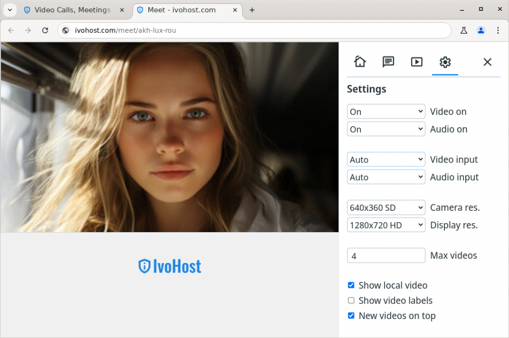 Video calls - settings